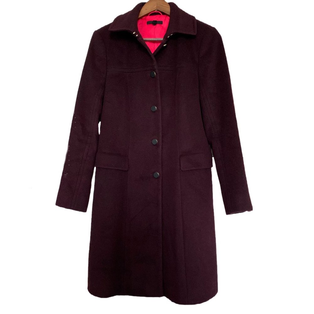 Hugo Boss Plum Wool Coat with Pink Lining